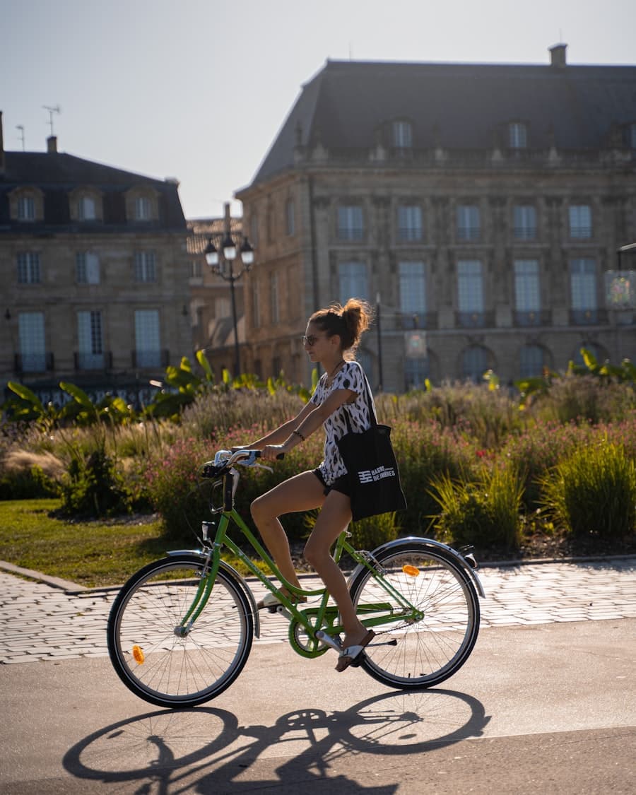 Woman riding a classic city bicycle