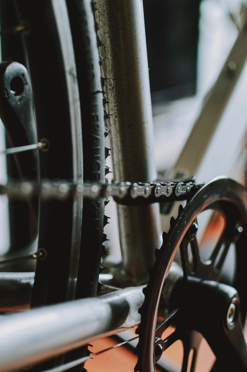Macro shot of a bicycle chain and gears
